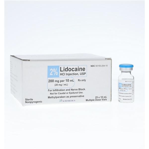 Lidocaine HCl Injection 2% MDV 10mL 25/Bx