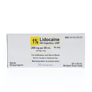 Lidocaine HCl Injection 1% MDV 20mL 25/Bx