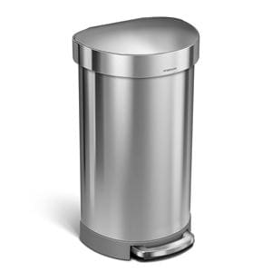 12 Gallon Semi-Round Step Trash Can Brushed Stainless Steel Ea