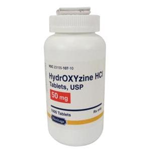 Hydroxyzine HCl Tablets 50mg Bottle 500/Bt
