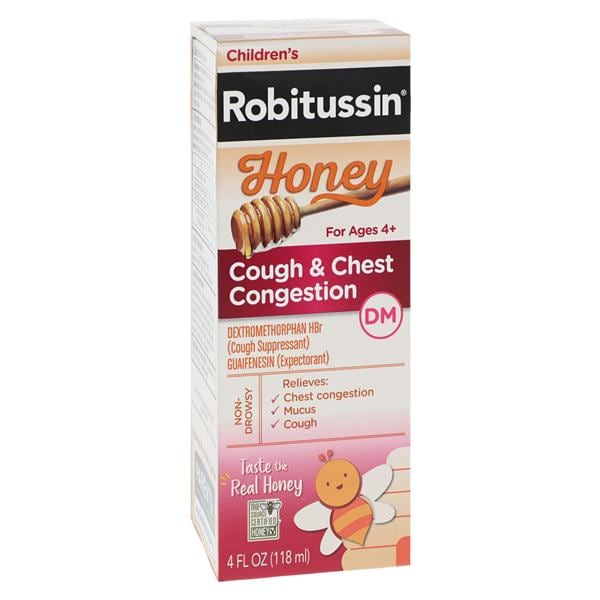 Robitussin Honey DM Children Cough/Congestion Liquid 10/100mg 4oz/Bt, 24 BT/CA