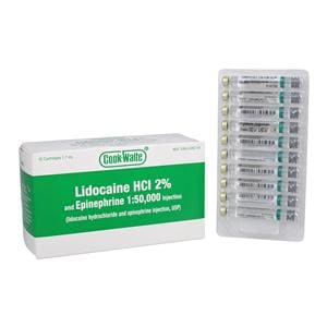 Cook Waite Lidocaine HCl 2% Epinephrine 1:50,000 1.7 mL 50/Bx, 20 BX/CA