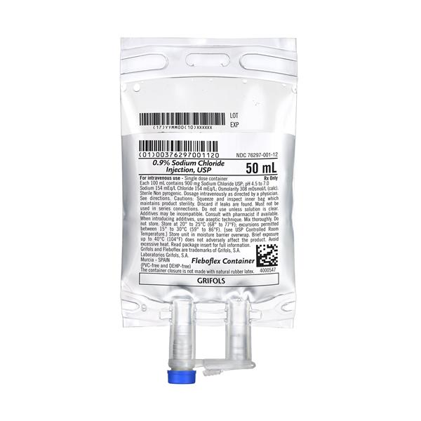 Grifols, S.A. IV Injection Solution 0.9% Sodium Chloride 50mL Bag 115/Ca