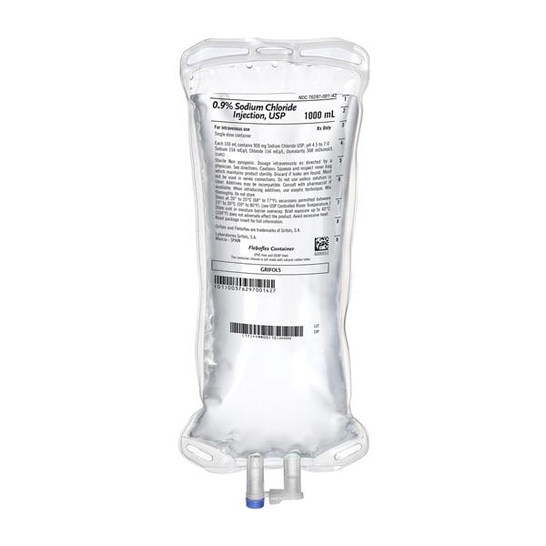 Grifols,S.A IV Injection Solution Sodium Chloride 0.9% 1000mL Bag 10/Ca