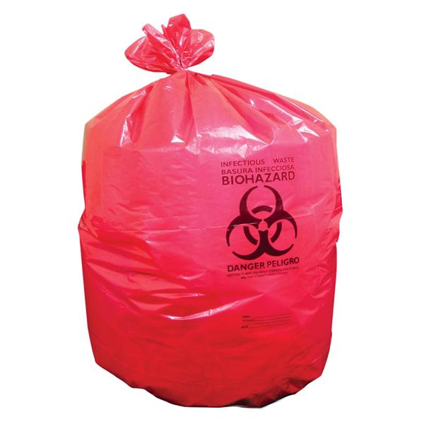 Biohazard Bag 3mil 24x30" Red Twist Tie Closure LLDPE 200/Ca