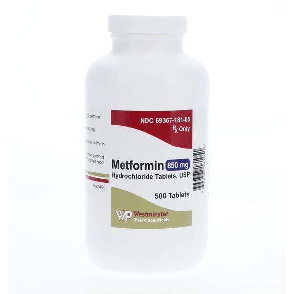 Metformin HCl Tablets 850mg Bottle 500/Bt