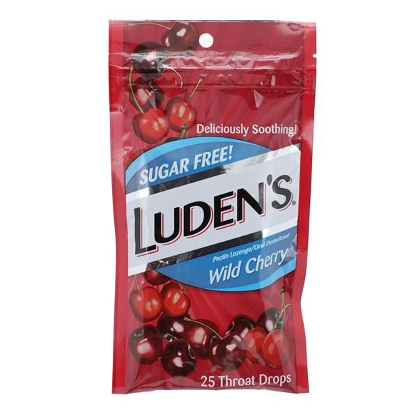 Ludens Sore Throat Drops Wild Cherry Sugar Free 25/Bg, 12 BG/CA