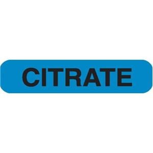Lab Label "CITRATE" Blue 1.625x.375" 1000/Pk