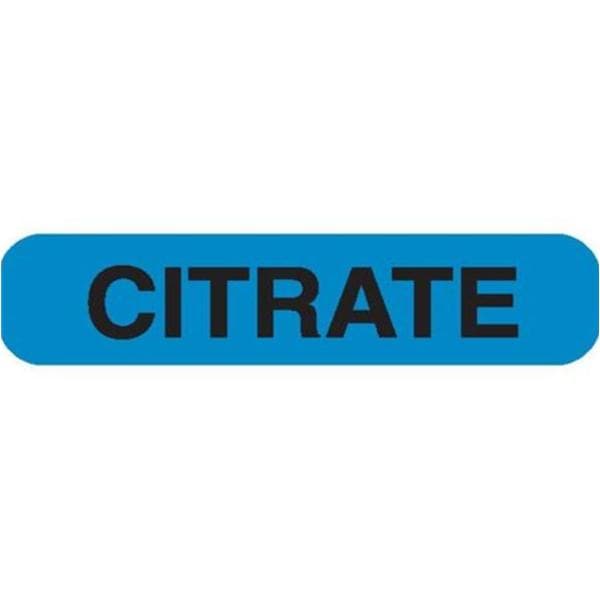 Lab Label "CITRATE" Blue 1.625x.375" 1000/Pk
