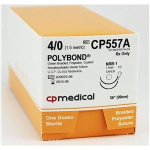 Polybond Suture 4-0 36" Polyester Braid RB-1/RB-1 Green 12/Bx