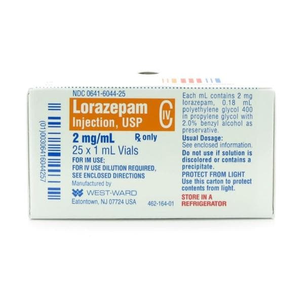 Lorazepam Injection 2mg/mL SDV 1mL 25/Bx