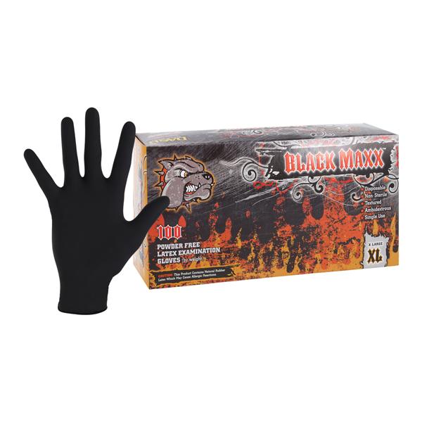 Black Maxx Latex Exam Gloves X-Large Black Non-Sterile