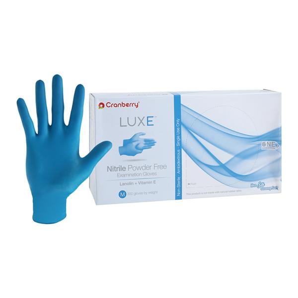 Luxe Nitrile Exam Gloves Medium Azure Blue Non-Sterile, 10 BX/CA