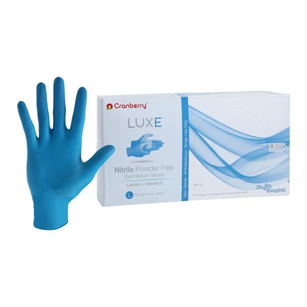 Luxe Nitrile Exam Gloves Large Azure Blue Non-Sterile, 10 BX/CA