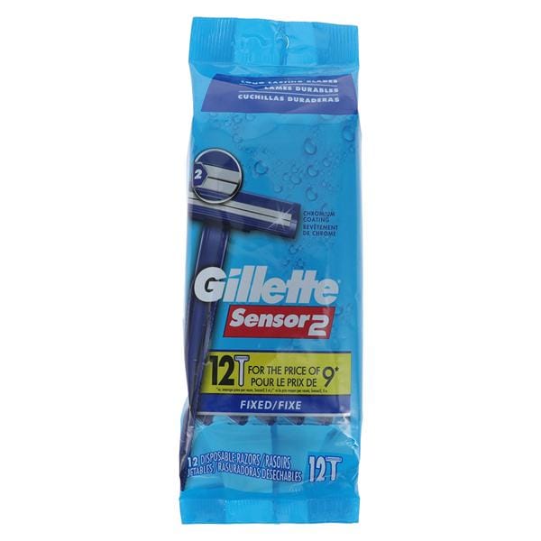 Gillette Sensor2 Razor Twin Blade Blue Disposable 12/Pk, 72 PK/CA