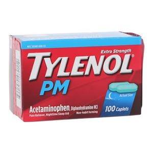 Tylenol PM Pain Reliever/Fever Reducer Caplets 500/25mg Extra Strength 100/Bt, 48 BT/CA