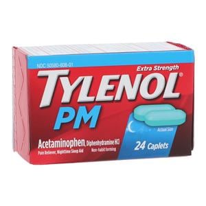Tylenol PM Pain Reliever/Fever Reducer Caplets 500/25mg Extra Strength 24/Bt, 72 BT/CA