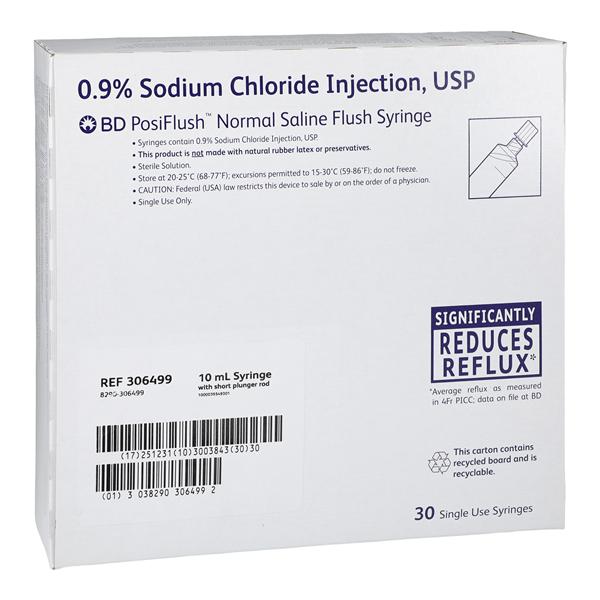 Posiflush Saline IV Flush Solution 10mL 0.9% Prefl Syr 10mL Fill in 10mL 30/Bx, 16 BX/CA