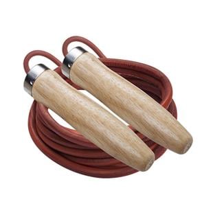 Jump Rope Red Leather With Wooden Handles/Ball Bearings