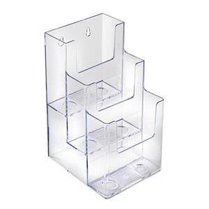 Azar Displays 3-Tier Pocket Acrylic Brochure Holder 9x4.25x5.25 Clear 2/Pk