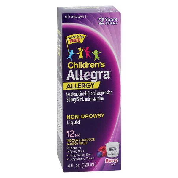 Allegra OTC Children Allergy Liquid Suspension 30mg/5mL 12Hr Berry 4oz/Bt, 24 BT/CA