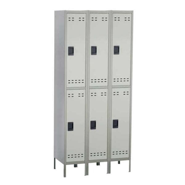 Storage Locker Double Tier Steel Two-Tone Gray Ea