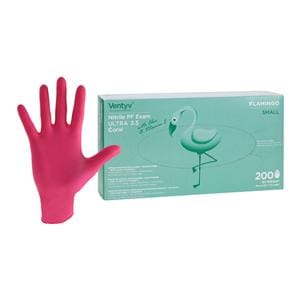 Flamingo Nitrile Exam Gloves Small Pink Non-Sterile