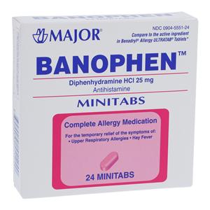 Banophen Antihistamine Oral MiniTabs 25mg 24/Bx, 24 BX/CA