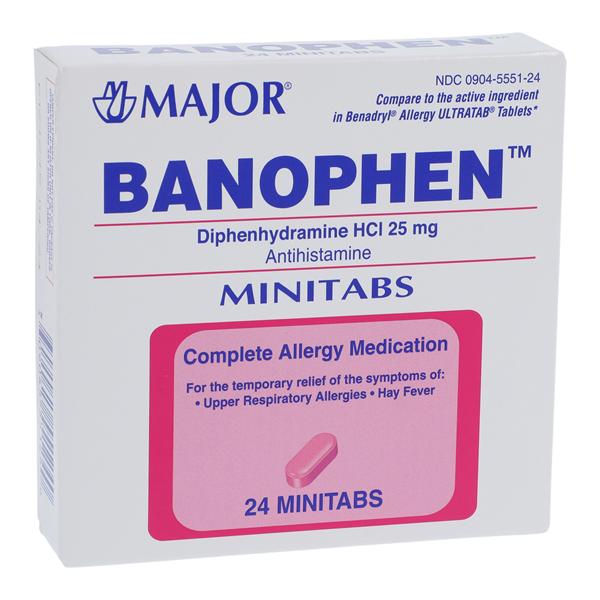 Banophen Antihistamine Oral MiniTabs 25mg 24/Bx, 24 BX/CA