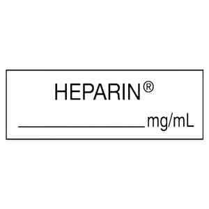 Anesthesia Label Heparin mg/mL White Latex-Free 500" 6/Pk