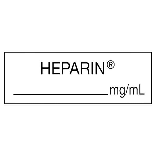 Anesthesia Label Heparin mg/mL White Latex-Free 500" 6/Pk