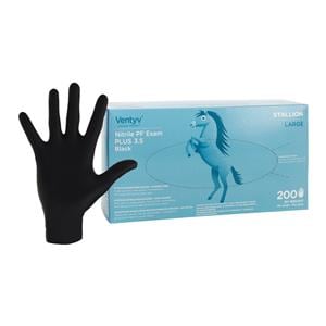 Stallion Nitrile Exam Gloves Large Black Non-Sterile, 10 BX/CA