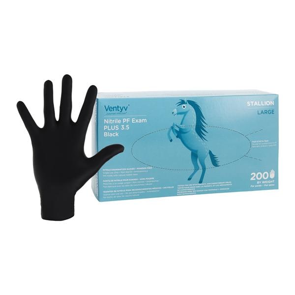 Stallion Nitrile Exam Gloves Large Black Non-Sterile