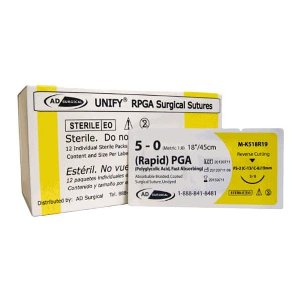 Unify Suture 5-0 18" Rapid Polyglycolic Acid Braid P-3 Undyed 12/Bx