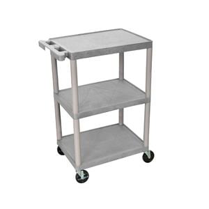 Cart Utility Plastic Luxor 3-Shelf 18x24x32-1/2" Gray Ea