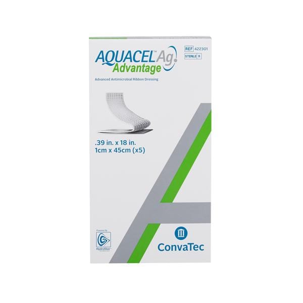 Aquacel Ag Advantage Hydrofiber Antimicrobial Wound Dressing 18x0.38" Strl Rbbn
