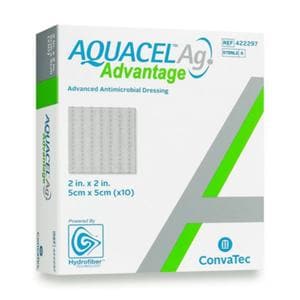 Aquacel Ag Advantage Hydrofiber Antimicrobial Wound Dressing 2x2 Strl Sqr NAdhs