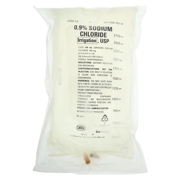 Irrigation Solution Sodium Chloride 3000mL Flexible Bag Container 4/Ca