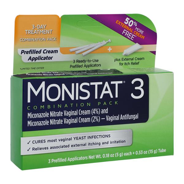 Monistat 3-Day Combo Cream Vag Miconazole Nitrate 2% Prfl Aplctr Disposable 3/Bx