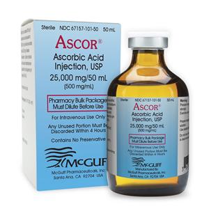Ascorbic Acid Injection 500mg/mL Vial 50mL Ea