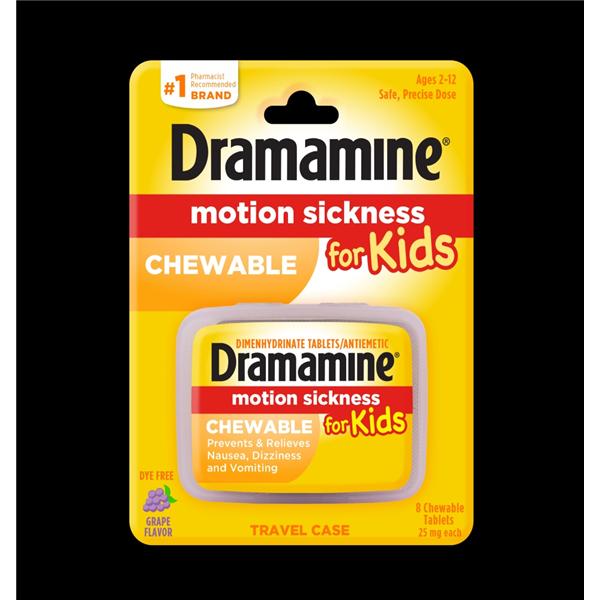 Dramamine Children 2-12yr Chewable Tablets Dye-Free Grape 8/Bx