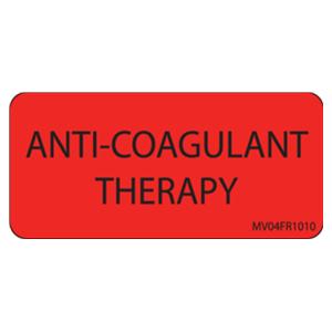 Medvision Paper Label Anti-Coagulant Therapy Fluorescent Red 2-1/4x1" 5/Pk