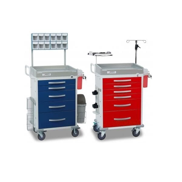 Rescue Series Medical Cart 27.8x21.3x41.8" 5" Caster (6) Drawer Key Lock