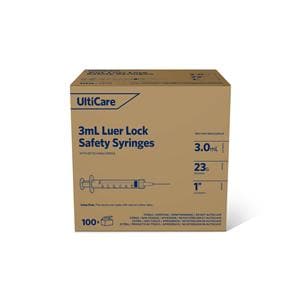 UltiCare Safety Syringe/Needle 23gx1" 3mL LL Dtchbl Ndl Sfty No Dead Spc 400/Ca