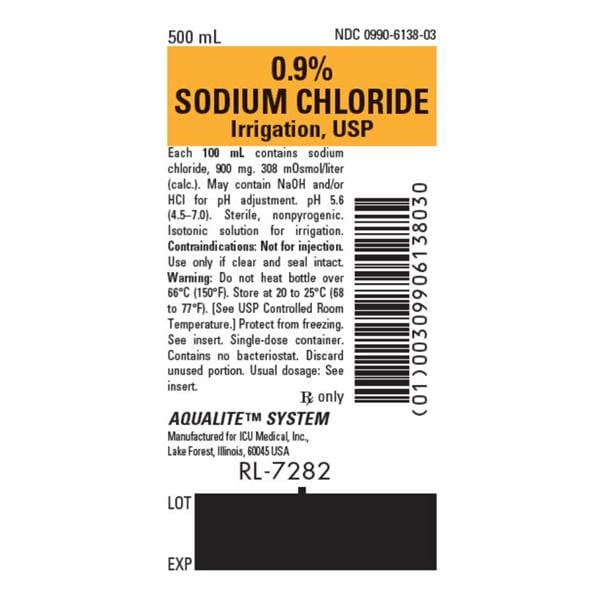 Irrigation Solution Solution Sodium Cholride 9% 500mL Bottle 24/Ca