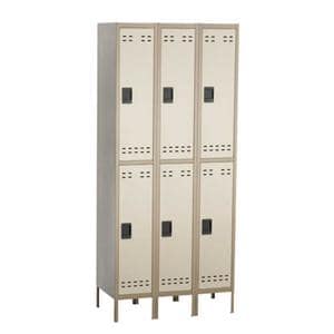 Storage Locker 2 Tier/3 Column Metal Lockable Tan Ea