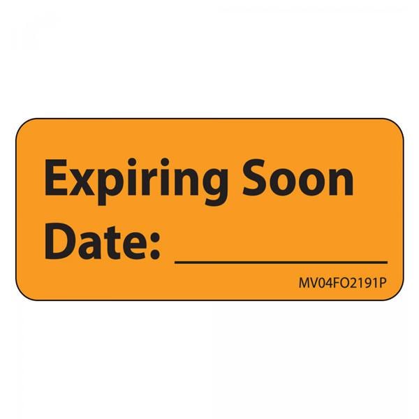 Medvision Label Expiring Soon Date: Black/Orange Paper 2-1/4x1" 2100/Ca