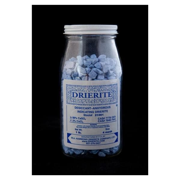 Drierite Absorbent Indicator Blue Anhydrous Calcium Sulfate 1lb Glass Bottle Ea