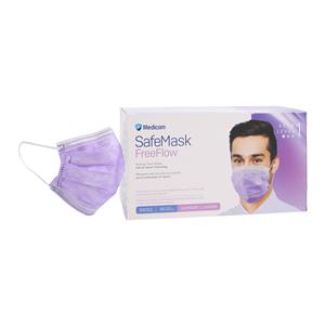 SafeMask FreeFlow Procedure Mask ASTM Level 1 Fog-Free Strip Lav Adult 50/Bx