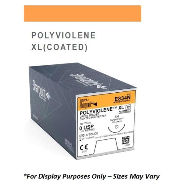 Polyviolene XL Suture 2-0 36" Coated Polyester Braid SH White 36/Bx